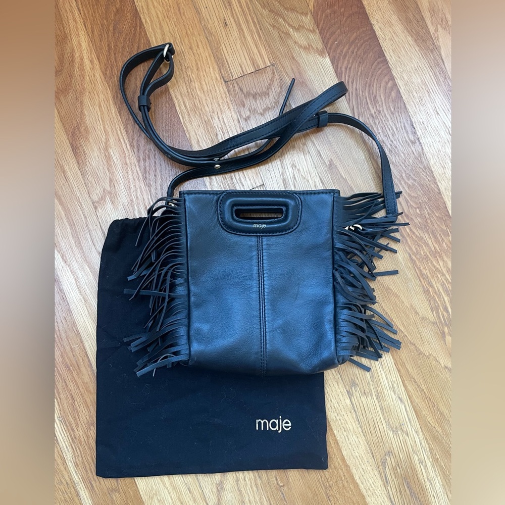 Maje M Mini Bag - Black Leather